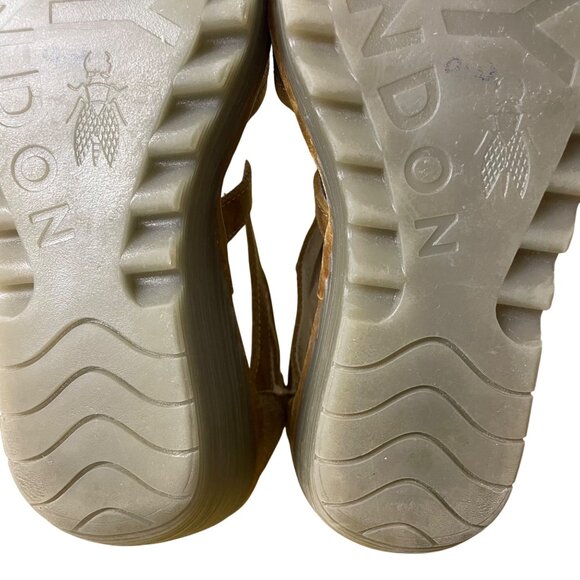 Fly London Yafi Lace Up Leather Wedge Sandals Brown Tan Sz 41 (EU) - Picture 7 of 9